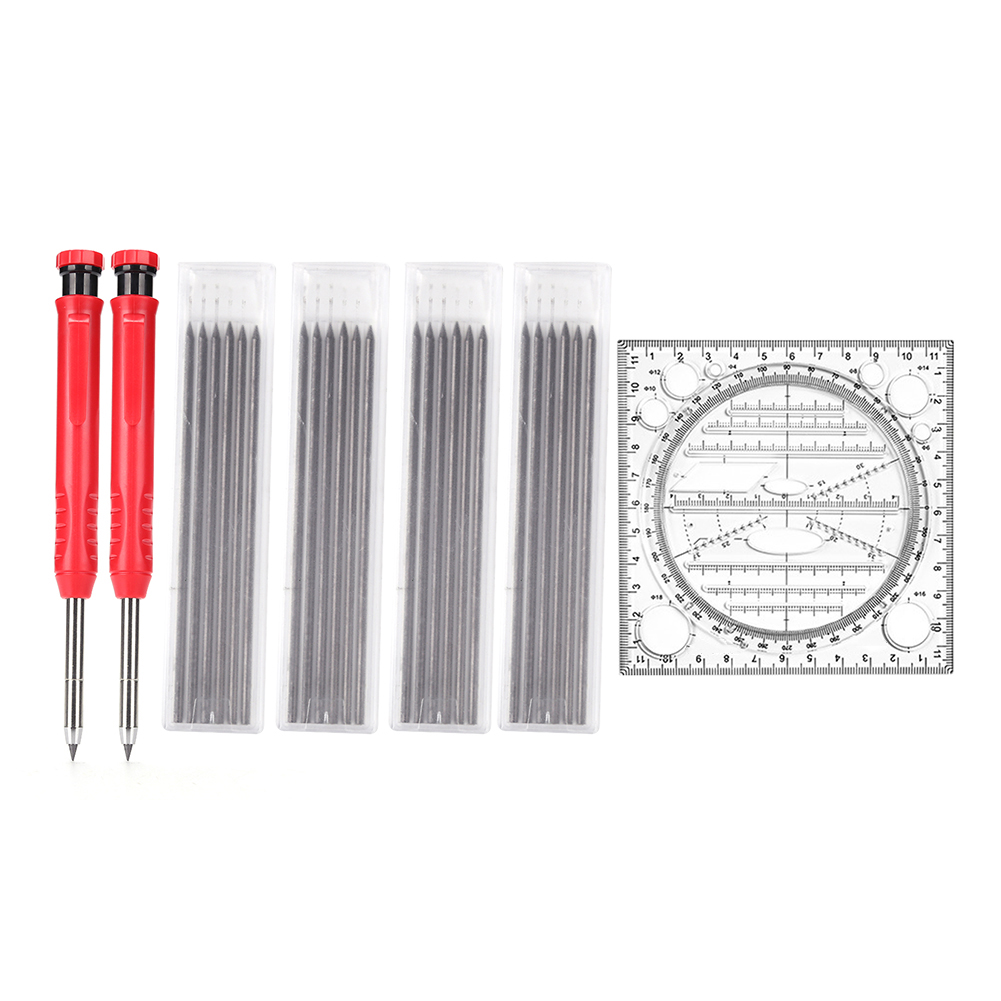 솔리드 카펜터 연필 세트 24 리필 눈금자 세트 리드 내장 된 숫돌 건축가를위한 기계 마커 마킹 펜